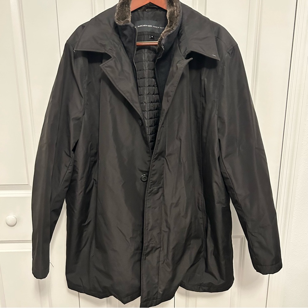 Marc New York by Andrew Marc Men's 3X Chapman City Rain‎ Jacket faux fur collar